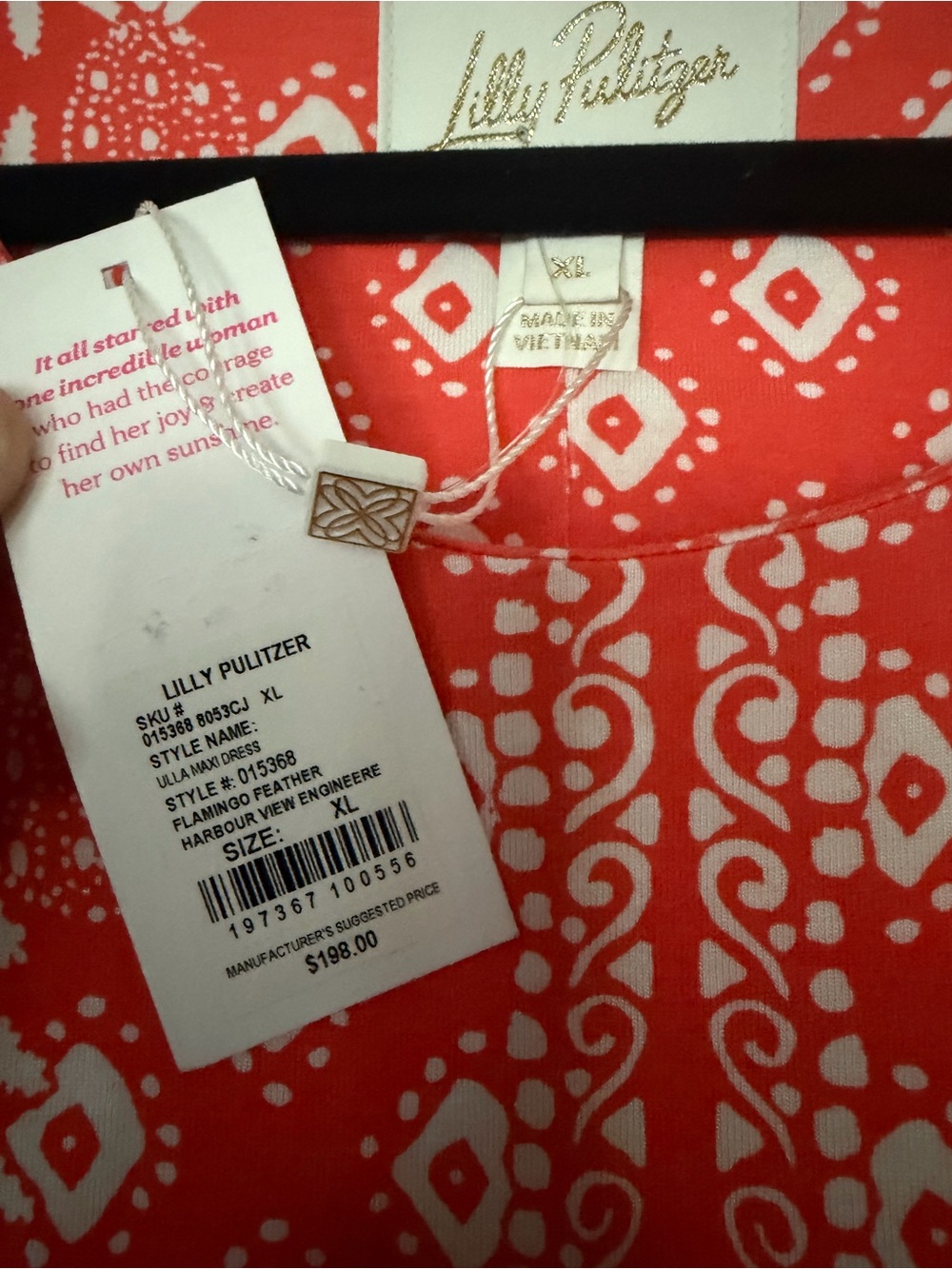 Lilly Pulitzer NWT Ulla Maxi Built-In-Bra Dress in orange/white pattern size XL - Picture 2 of 10
